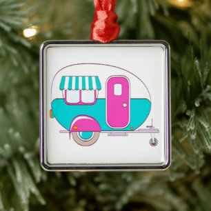 **HAPPY CAMPER'S CHRISTMAS ORNAMENT** METAL ORNAMENT