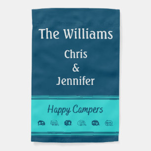 Happy Campers Custom Family Camp Site Garden Flag