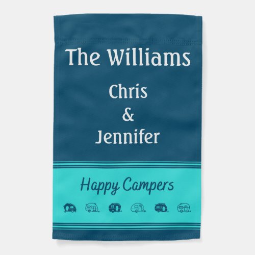 Happy Campers Custom Family Camp Site Garden Flag