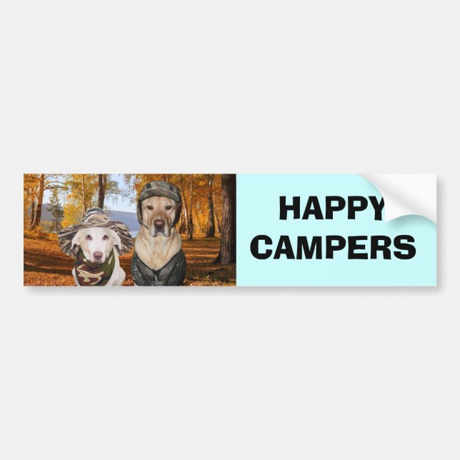 HAPPY CAMPERS Dog/Lab Bumper Sticker (Front)