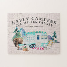 Happy Campers | Family Name Camping Jigsaw Puzzle at Zazzle