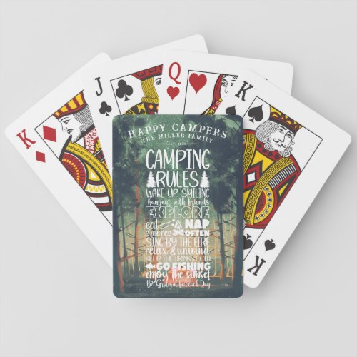 Happy Campers  Family Name Camping Rules  Playing Cards