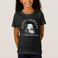 Happy Campers Family Name Camping Trip Black White