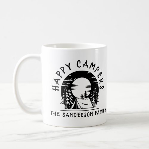 Happy Campers Family Name Camping Trip Coffee Mug