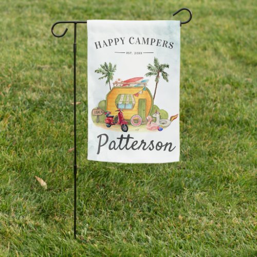 Happy Campers Family Name House Flag