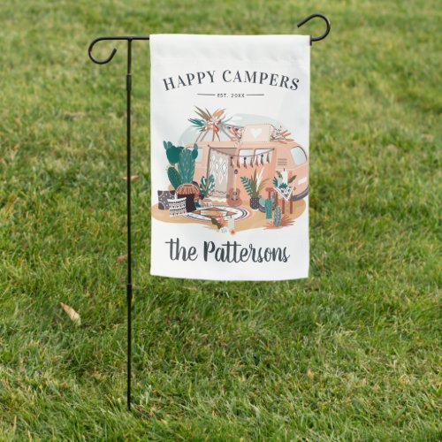 Happy Campers Family Name House Flag