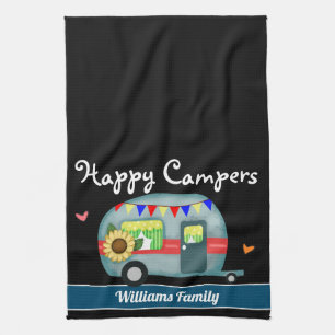 Happy Campers Family Name Kitchen Towel