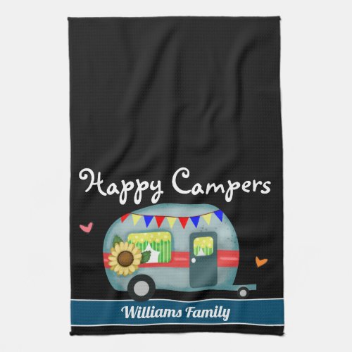 Happy Campers Family Name Kitchen Towel