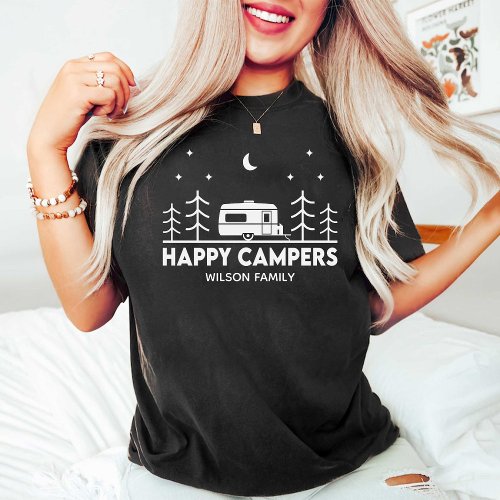 Happy Campers family Name minimalist Camp Life T_Shirt