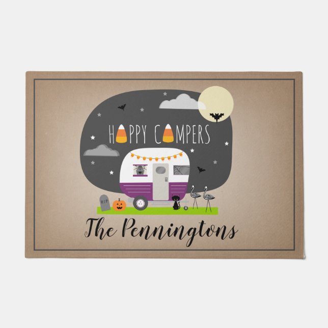 Happy Campers Halloween Camper RV Doormat (Front)