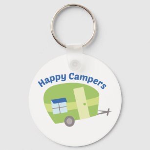 Happy camper caravan trailer park at twilight keychain