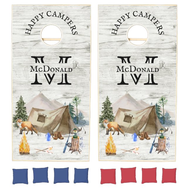 Happy Campers Monogram Camping Family Cornhole Set (Set)