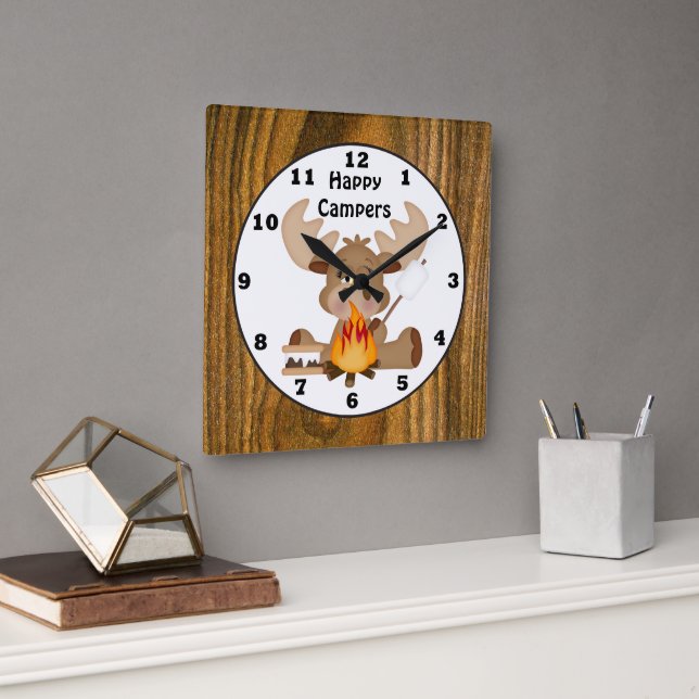 Happy Campers moose fun wall clock (Office)