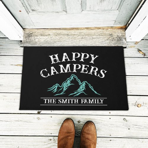 Happy Campers Mountain Adventure Camping Family Doormat