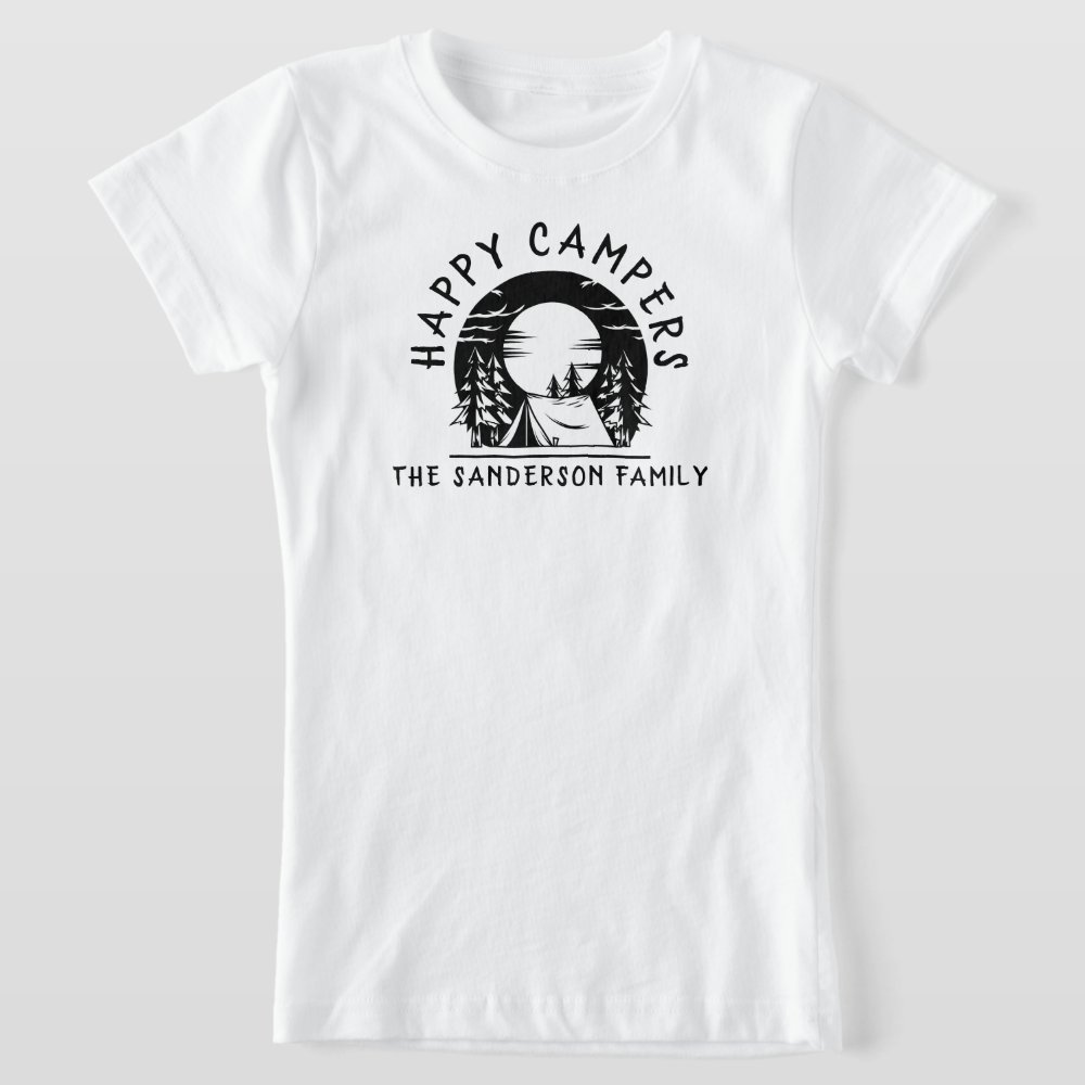 Happy Campers Name Family Camping Trip Personalized T-Shirt
