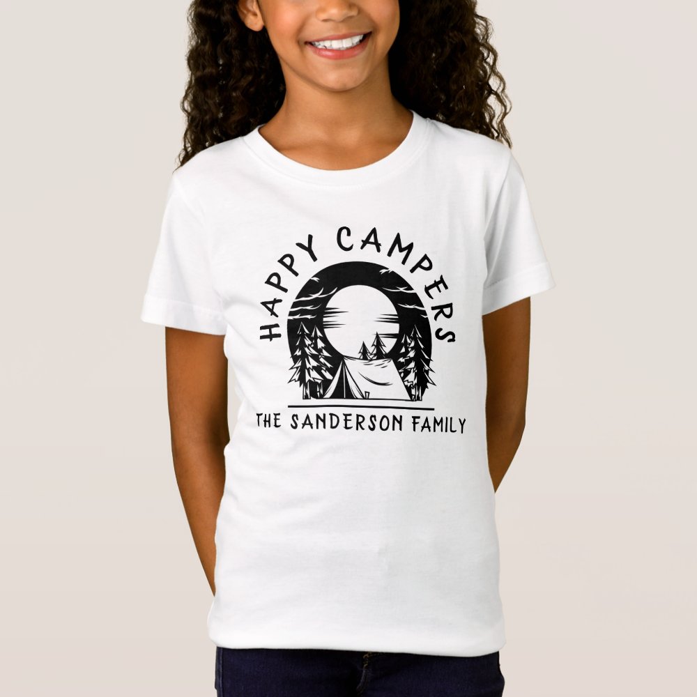 Happy Campers Name Family Camping Trip Personalized T-Shirt