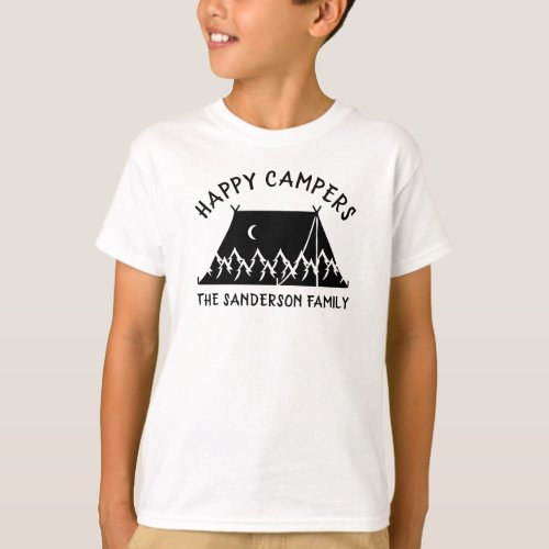 Happy Campers Name Family Camping Trip T_Shirt