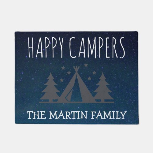 Happy Campers Personalized Camping Tent Starry Sky Doormat