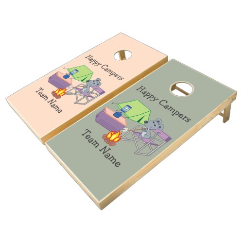 Happy Campers Personalized Cartoon Mouse Cornhole Set