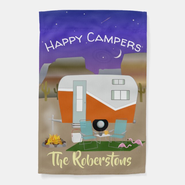 Happy Campers Personalized Garden Flag (Front)