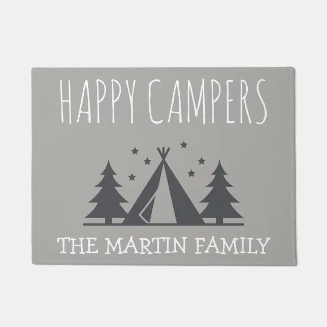 Happy Campers Personalized Rustic Camping Tent Doormat Zazzle