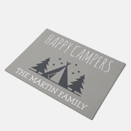 Happy Campers Personalized Rustic Camping Tent Doormat Zazzle