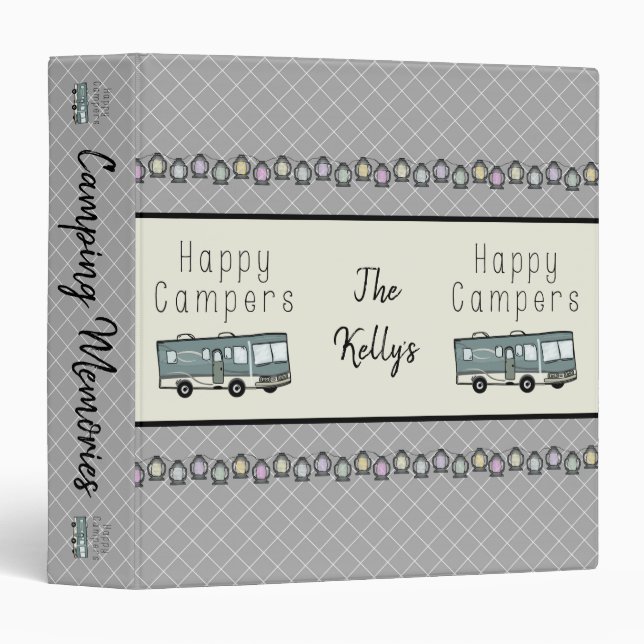 Happy Campers Personalized RV 3 Ring Binder (Front/Spine)