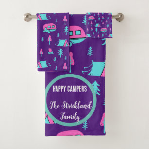 Happy Campers Personalized RV and Camping Bath Towel Set