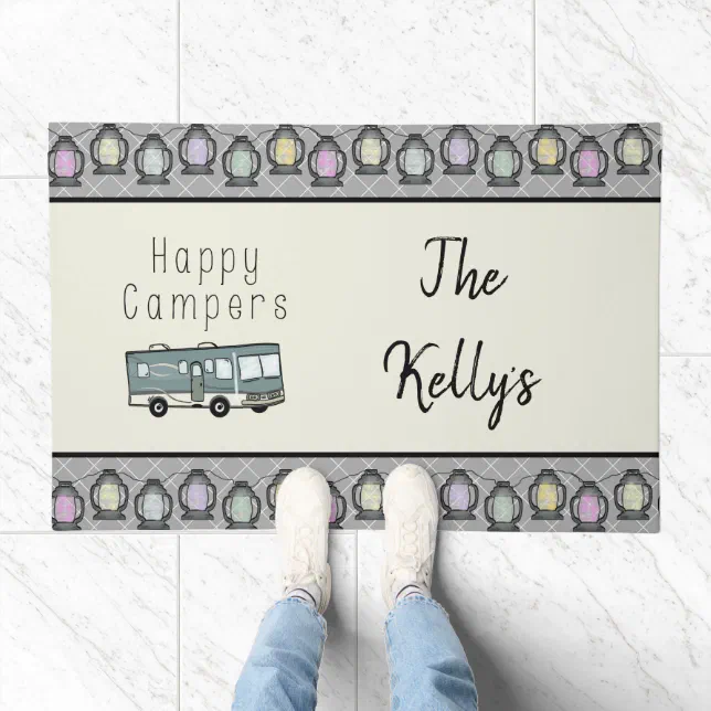 Happy Campers Personalized RV Doormat Zazzle