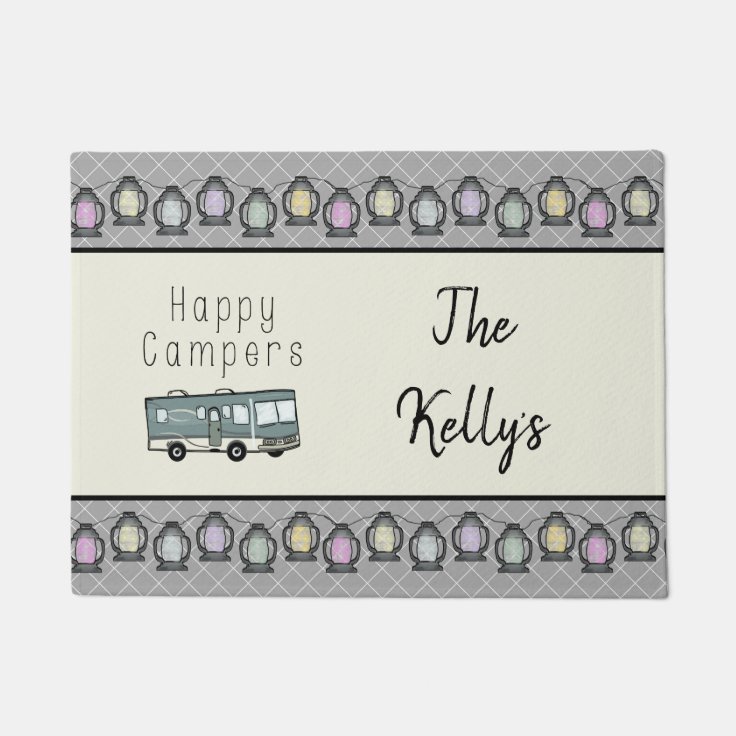 Happy Campers Personalized RV Doormat Zazzle