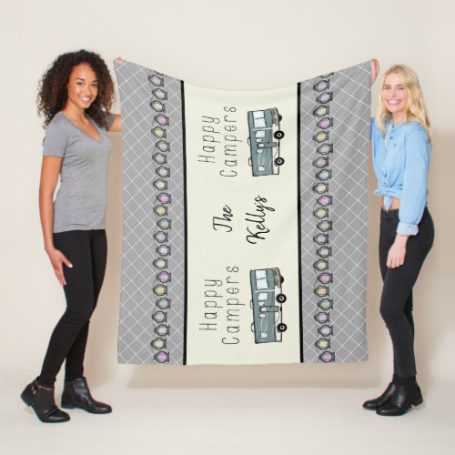 Happy Campers Personalized RV Fleece Blanket