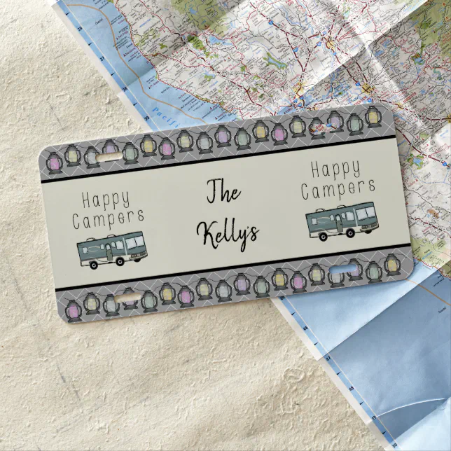 Happy Campers Personalized RV License Plate Zazzle