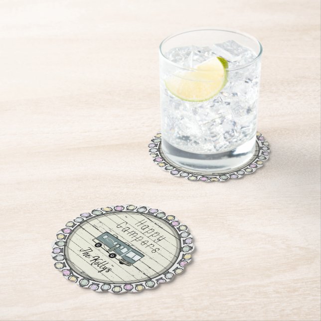 Happy Campers Personalized RV Paper Coaster (Insitu)