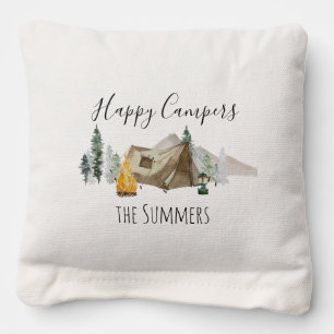 Happy Campers Personalized Tent Camping RV Cornhole Bags