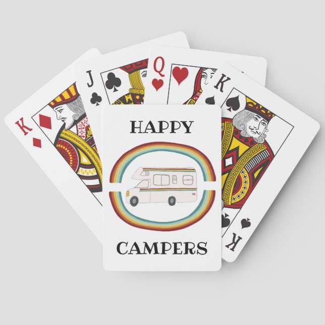 HAPPY CAMPERS Rainbow Retro Motorhome RV Poker Cards (Back)