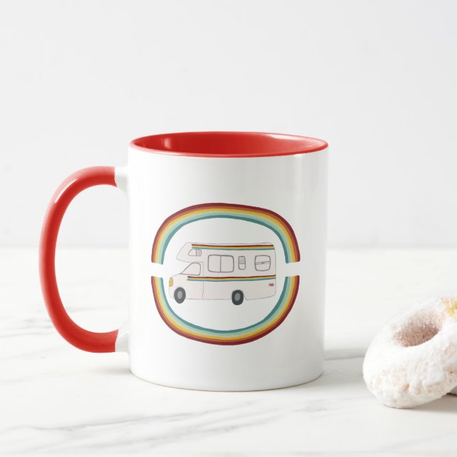 Happy Campers Rainbow RVing Camper Motorhome Mug (With Donut)
