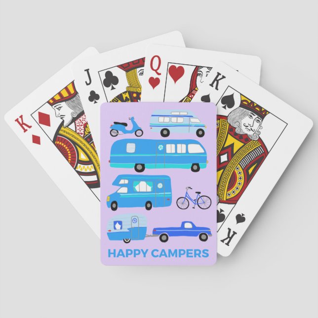 HAPPY CAMPERS Retro Motorhome RV Trailers Poker Cards (Back)