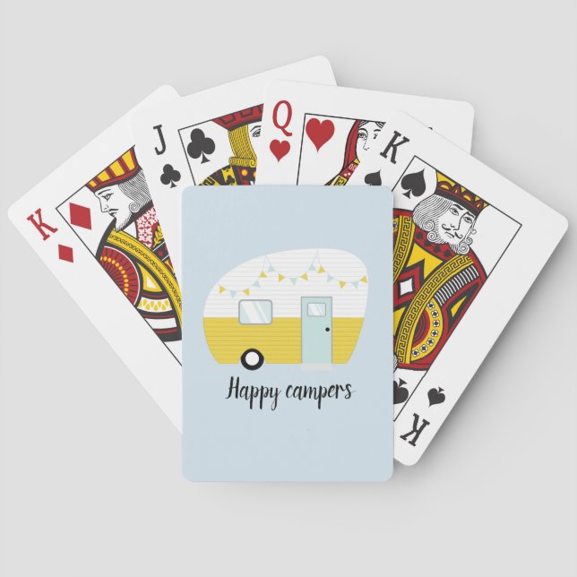 Happy Campers Retro Vintage Camper Playing Cards (Back)
