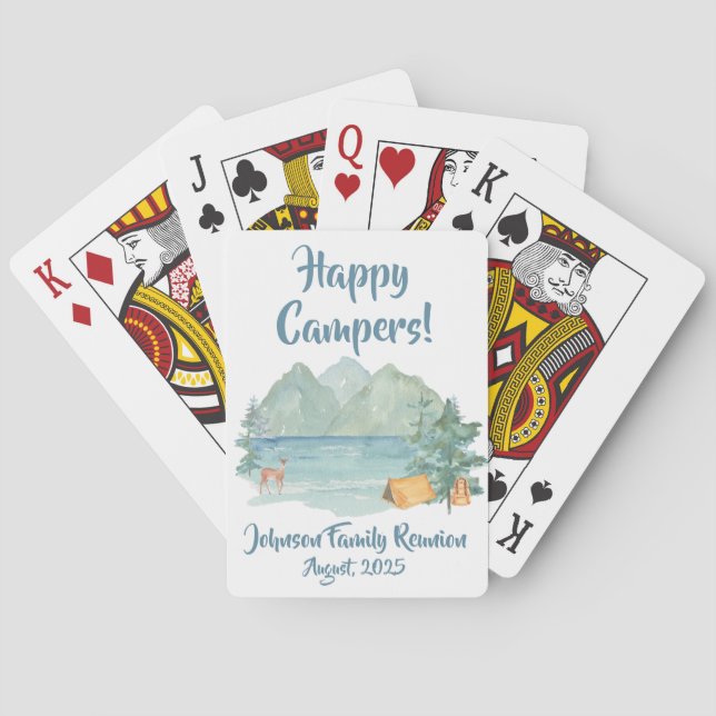 Happy Campers Rustic Mountains Family Reunion  Poker Cards (Back)