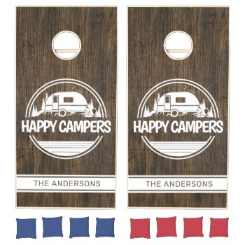 Happy Campers Rustic Wood Camping Cornhole Set by NotableNovelties at Zazzle