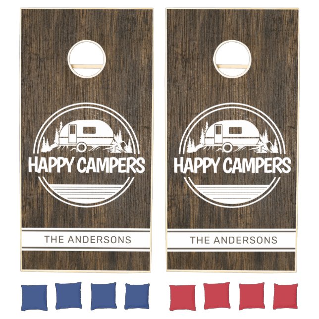 Happy Campers Rustic Wood Camping Cornhole Set (Set)