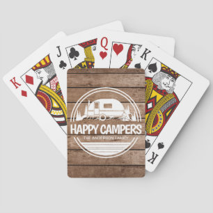 Happy Campers Rustic Wood Camping Poker Cards