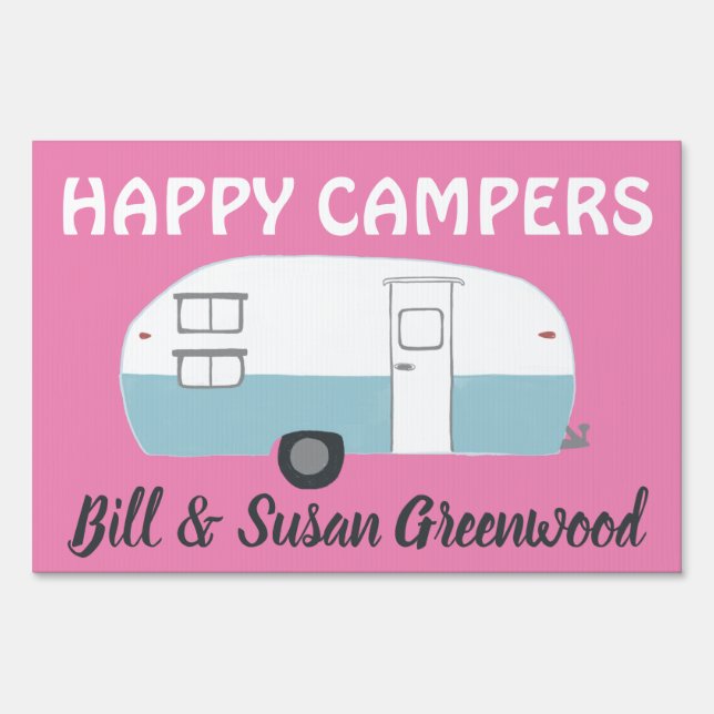 HAPPY CAMPERS RVing Campsite CUSTOM Vintage RV  Sign (Front)