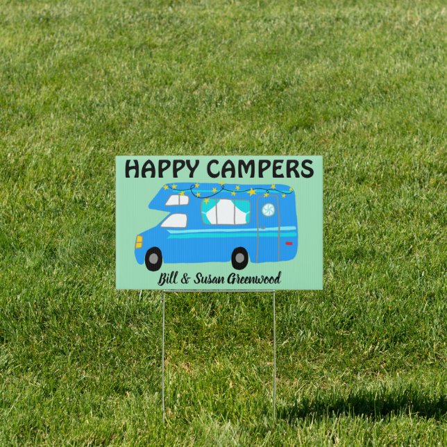 HAPPY CAMPERS RVing CUSTOM RV Campsite Sign (Insitu)