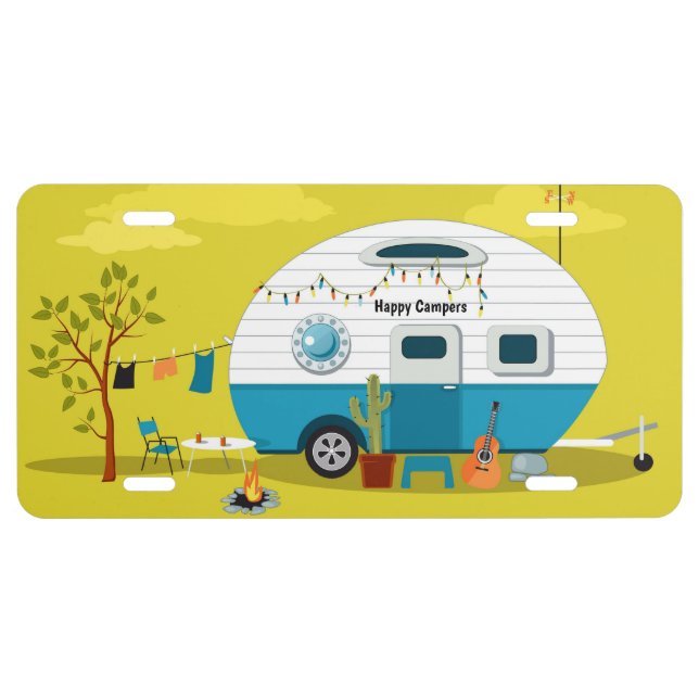 Happy Campers Trailer License Plate (Front)