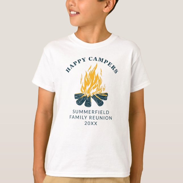 Happy Campers Vacation Family Camping Custom T-Shirt (Front)