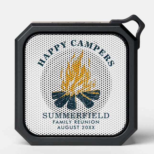 Happy Campers Vacation Family Trip Custom Camping Bluetooth Speaker (Front)