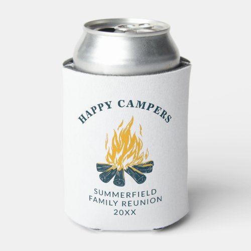 Happy Campers Vacation Family Trip Custom Camping Can Cooler