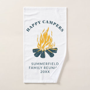 Happy Campers Vacation Family Trip Custom Camping Hand Towel