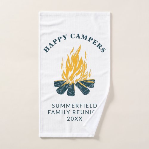 Happy Campers Vacation Family Trip Custom Camping Hand Towel
